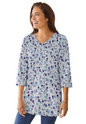 Women's Within Perfect Printed Three-Quarter-Sleeve V-Neck Tunic