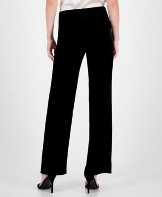 Women's Velvet High-Rise Pull-On Wide-Leg Pants