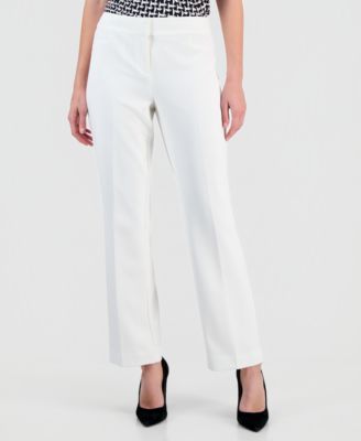 Women's Stretch Crepe High-Rise Straight Pants, Regular & Petite