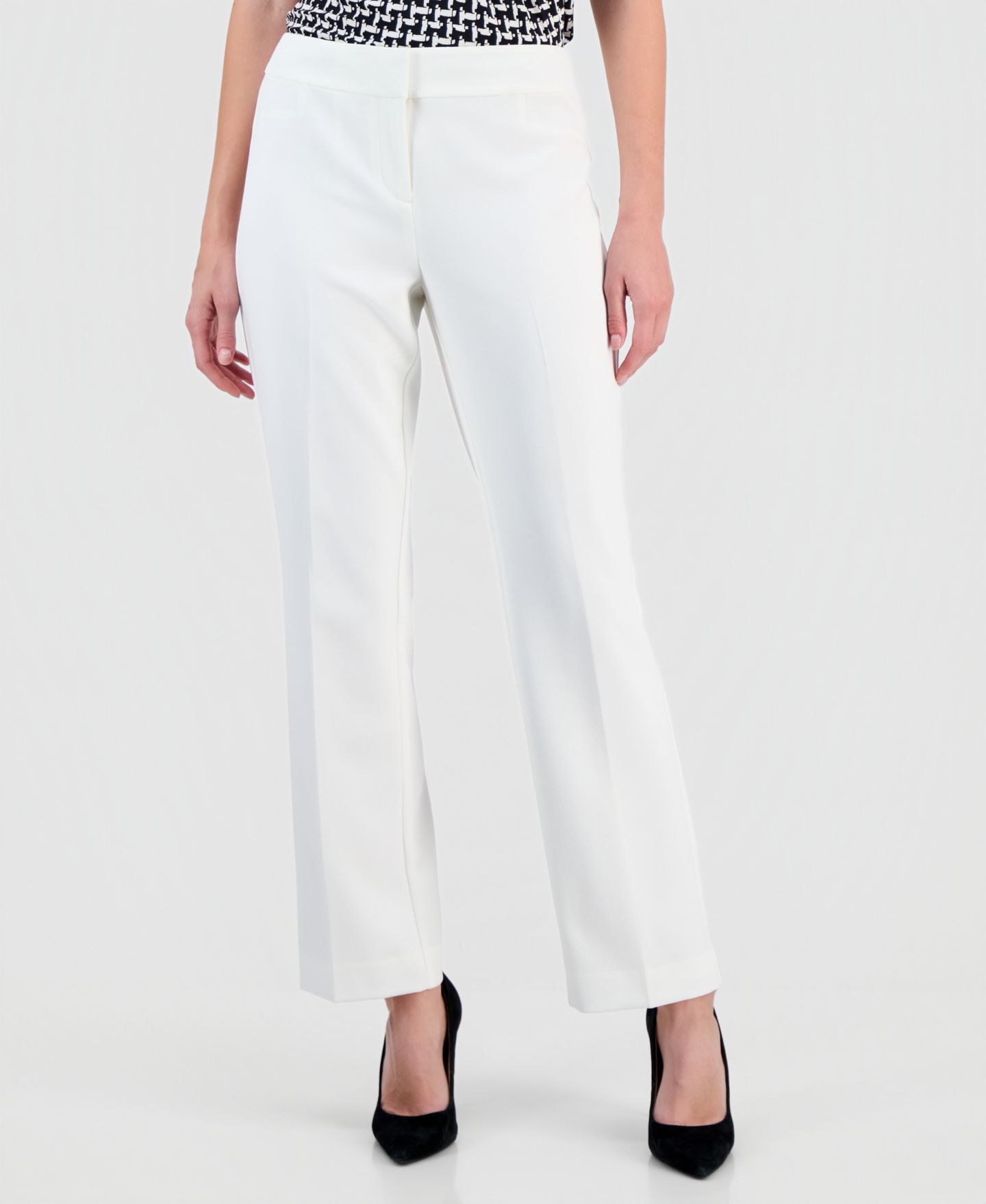 Женские брюки Kasper Stretch Crepe High-Rise Straight Pants, Regular & Petite, цвет: Ванильный ледяной — фото 3
