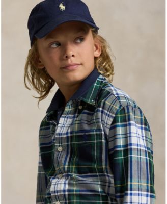 Boys' 8-20 Plaid Long Sleeve Oxford Shirt