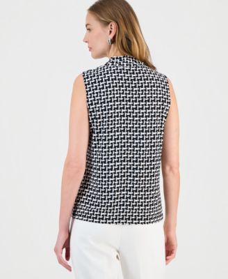 Women's Printed Knot-Neck Sleeveless Top