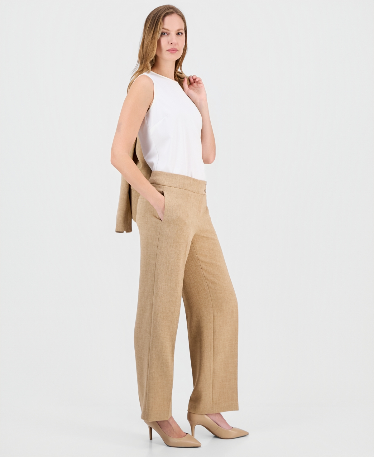 Kasper Women's High Rise Wide-Leg Pants
