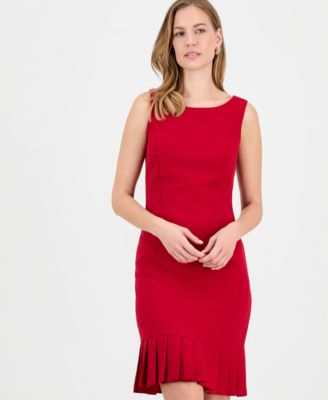 Women's Sleeveless Pleated-Hem Sheath Dress, Regular & Petite