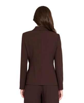 Women's Peak Lapel One-Button Jacket and  Mid-Rise Wide Leg Pants