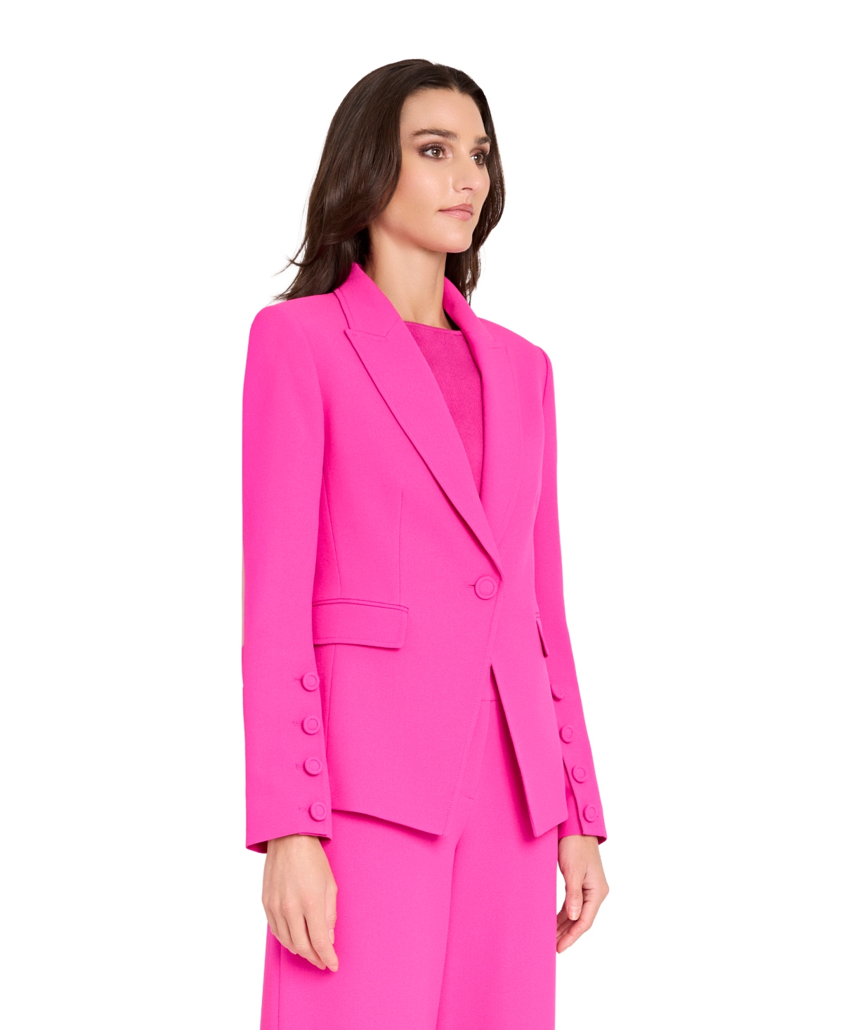 Tahari Asl Petite Cutaway-hem Blazer In Pink