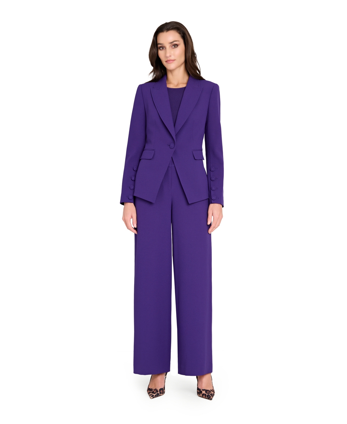 Tahari Asl Petite Clean-waist Wide-leg Pants In Purple