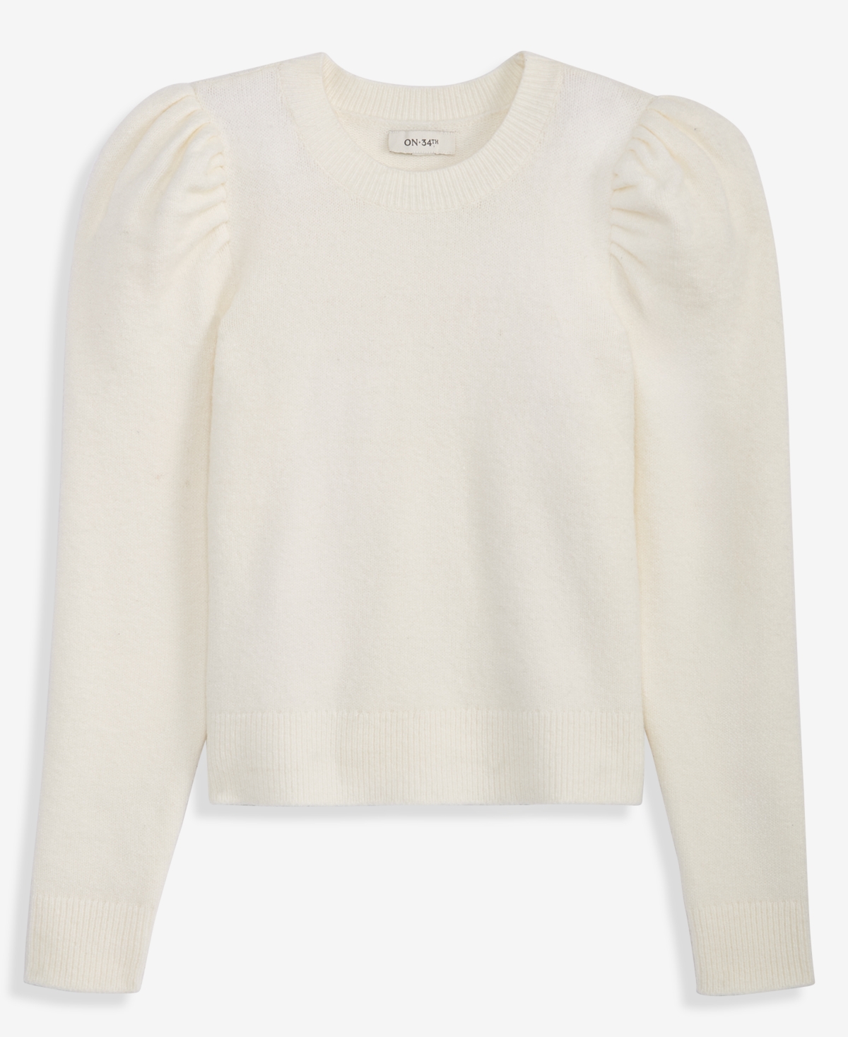 On 34th Women's Puff-sleeve Crewneck Sweater, Macy's Exclusive In White