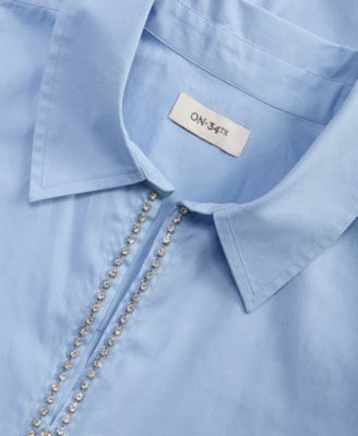 Women's Solid Embellished Popover Top, Macy's Exclusive