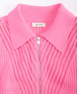 Women's Pointelle Zip Cardigan Sweater, Macy's Exclusive