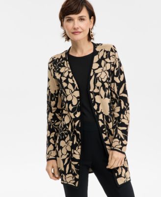Women's Floral Jacquard Cardigan Sweater, Macy's Exclusive