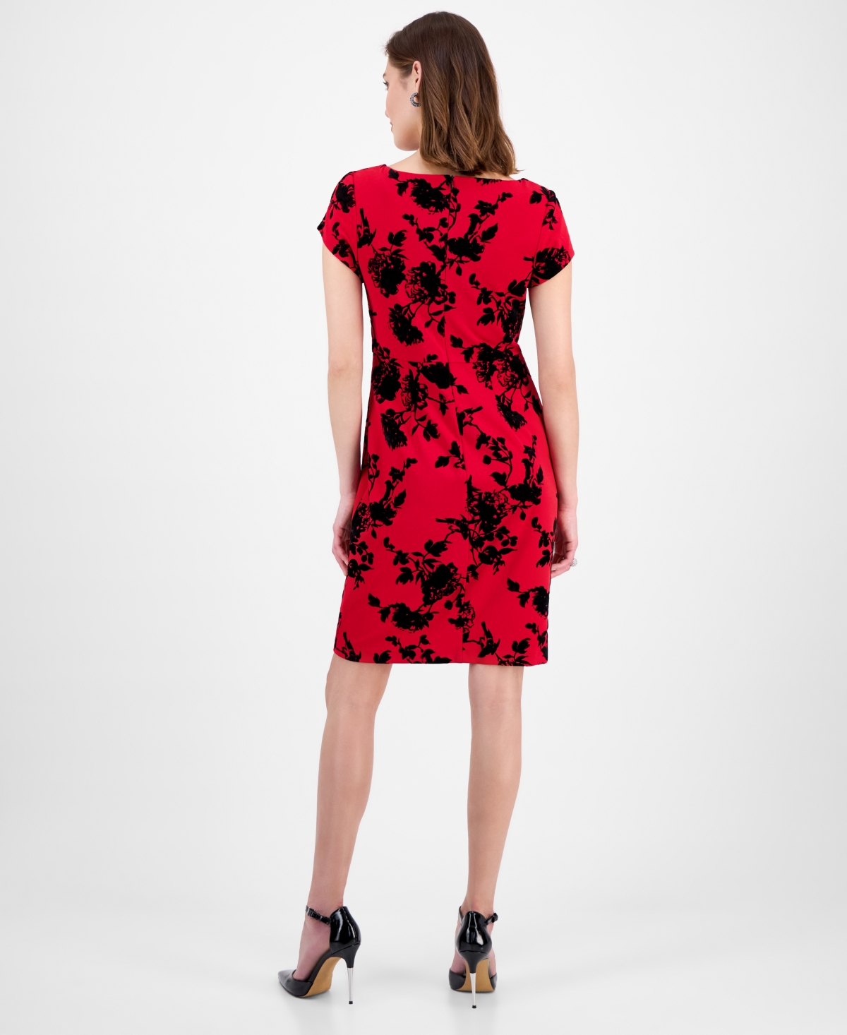 Connected Women's Printed Scuba Short-Sleeve Sheath Dress