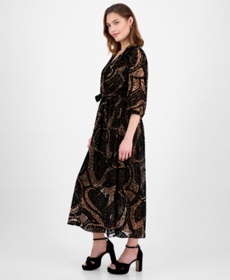 Women's Printed V-Neck Tiered Maxi Dress