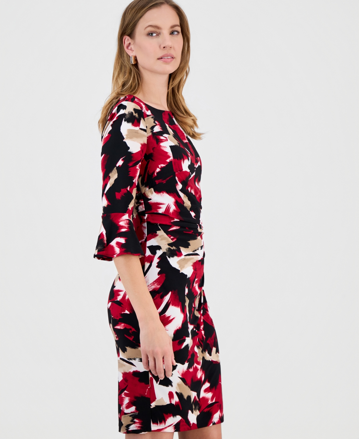 Kasper Women's Printed Bell-Sleeve Sheath Dress