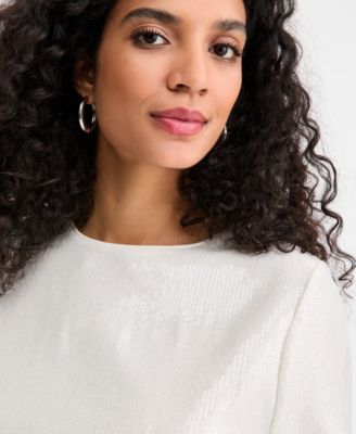 Women's Knit Short-Sleeve Sequin T-Shirt, Macy's Exclusive