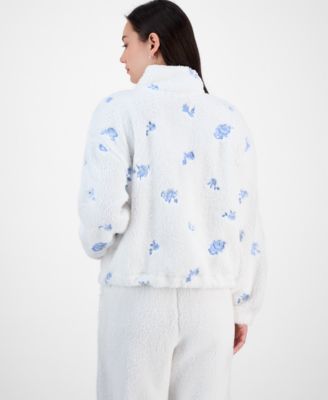 Juniors' Embroidered Zip-Up Sherpa