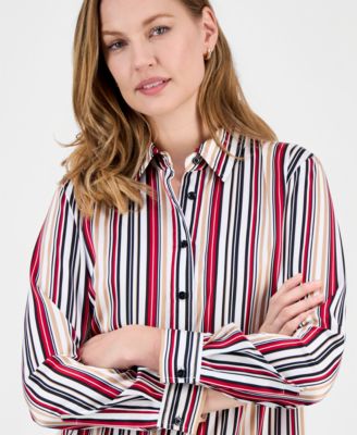 Women's Striped Button-Front Shirt, Regular & Petite