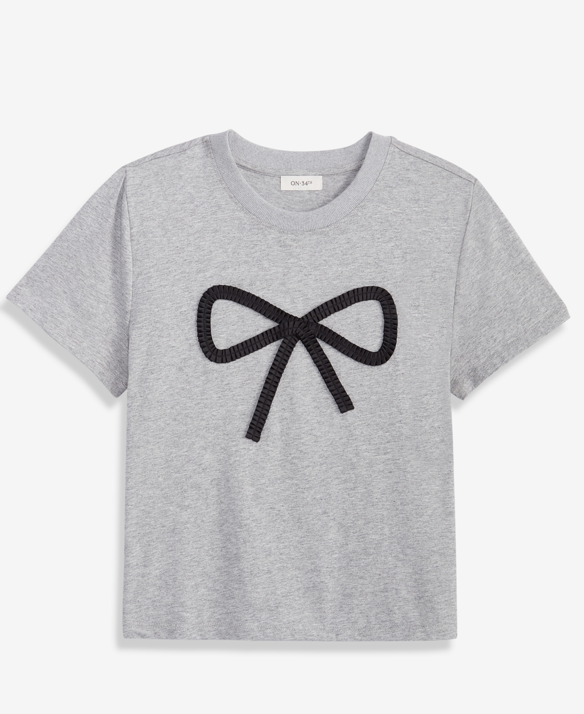 On 34th Women's Knit Heather Bow T-shirt, Macy's Exclusive In Gray