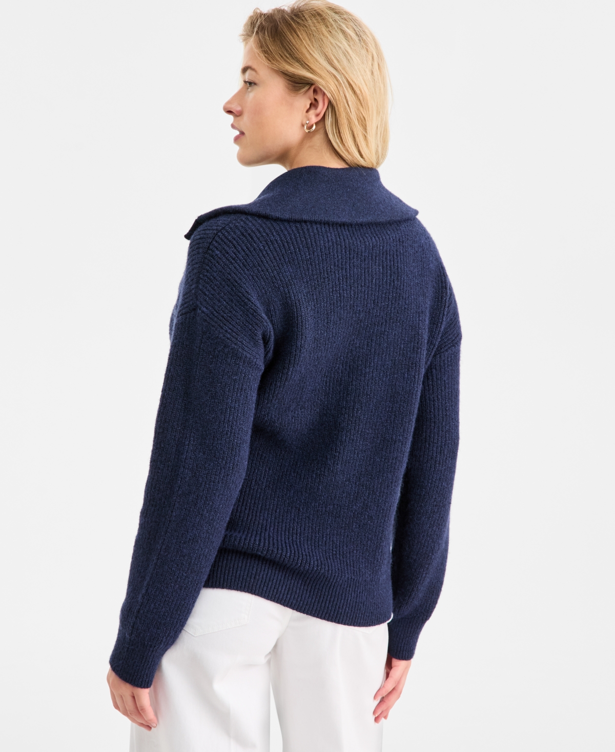 On 34th Women's Collared Button Pullover Sweater, Macy's Exclusive In Blue