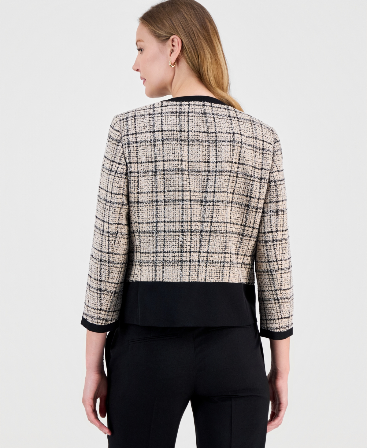 Kasper Women's Tipped Boucle Cardigan Jacket