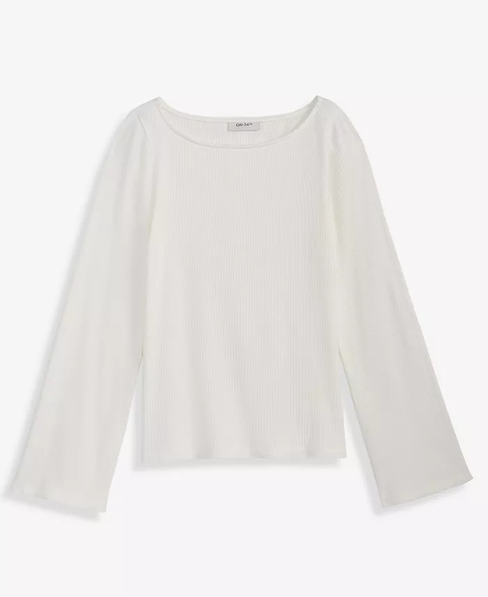 Women's Knit Boat-Neck Bell-Sleeve Top - thumbnail 6