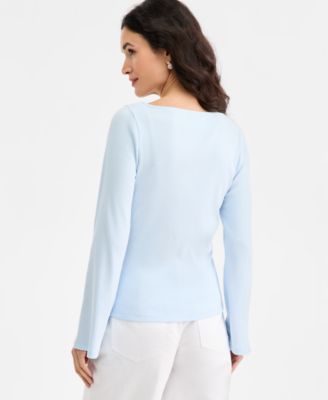 Women's Knit Boat-Neck Bell-Sleeve Top, Macy's Exclusive
