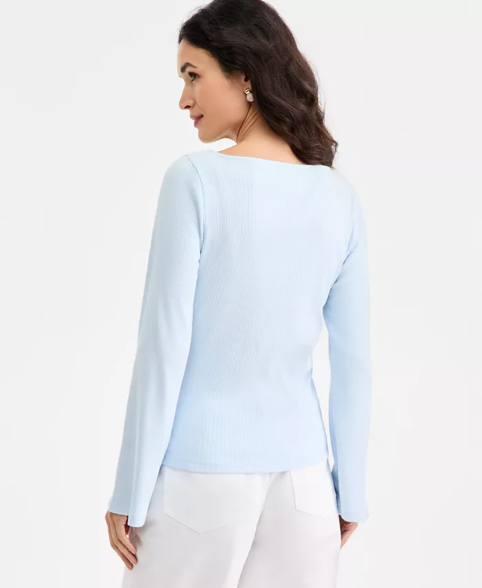 Women's Knit Boat-Neck Bell-Sleeve Top - thumbnail 9