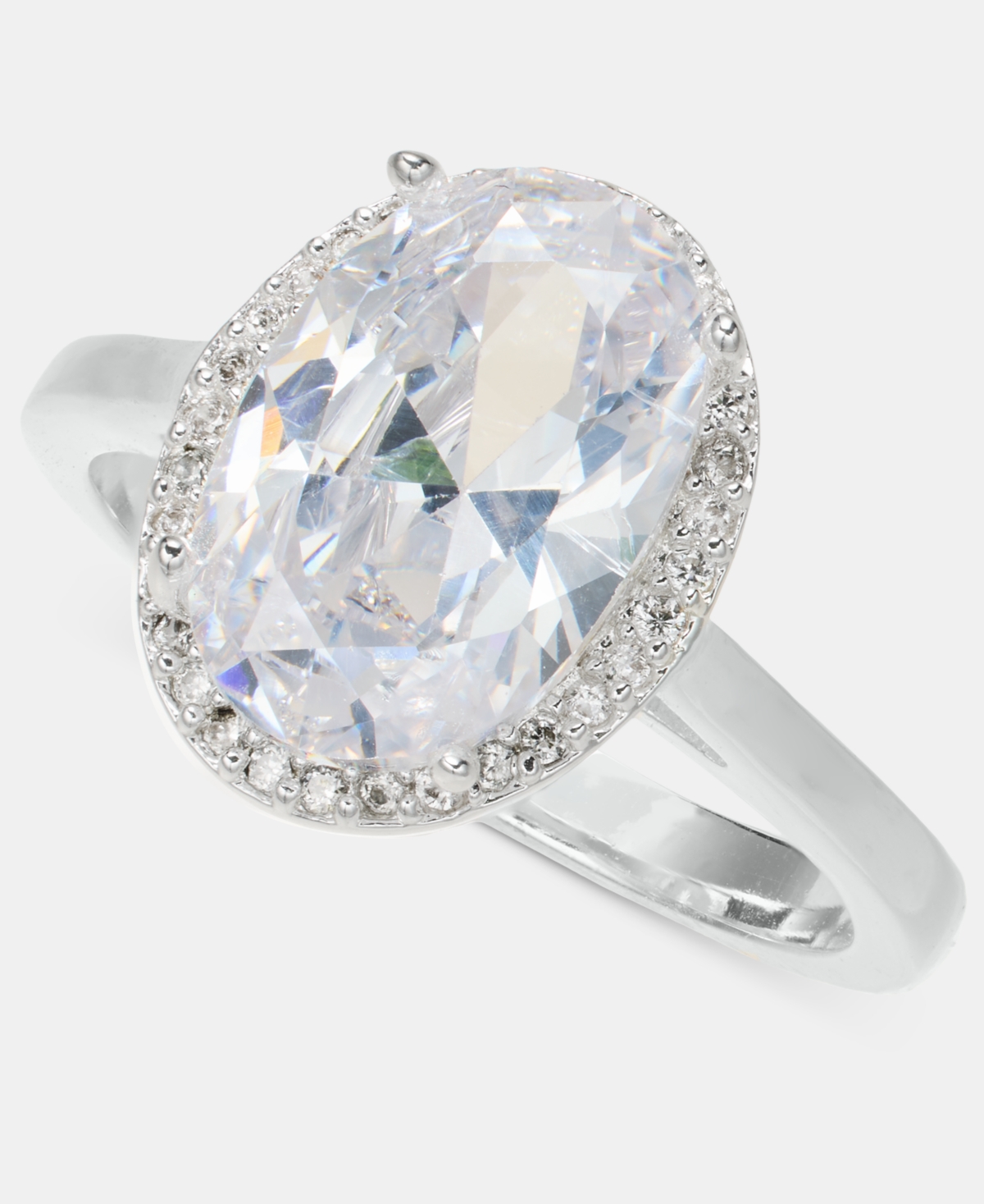 Charter Club Cubic Zirconia Oval Halo Ring, Macy's Exclusive In Silver