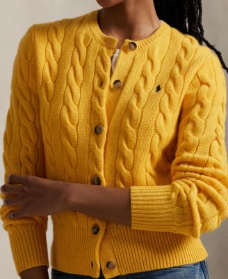 Women's Cable-Knit Wool-Cashmere Cardigan Sweater