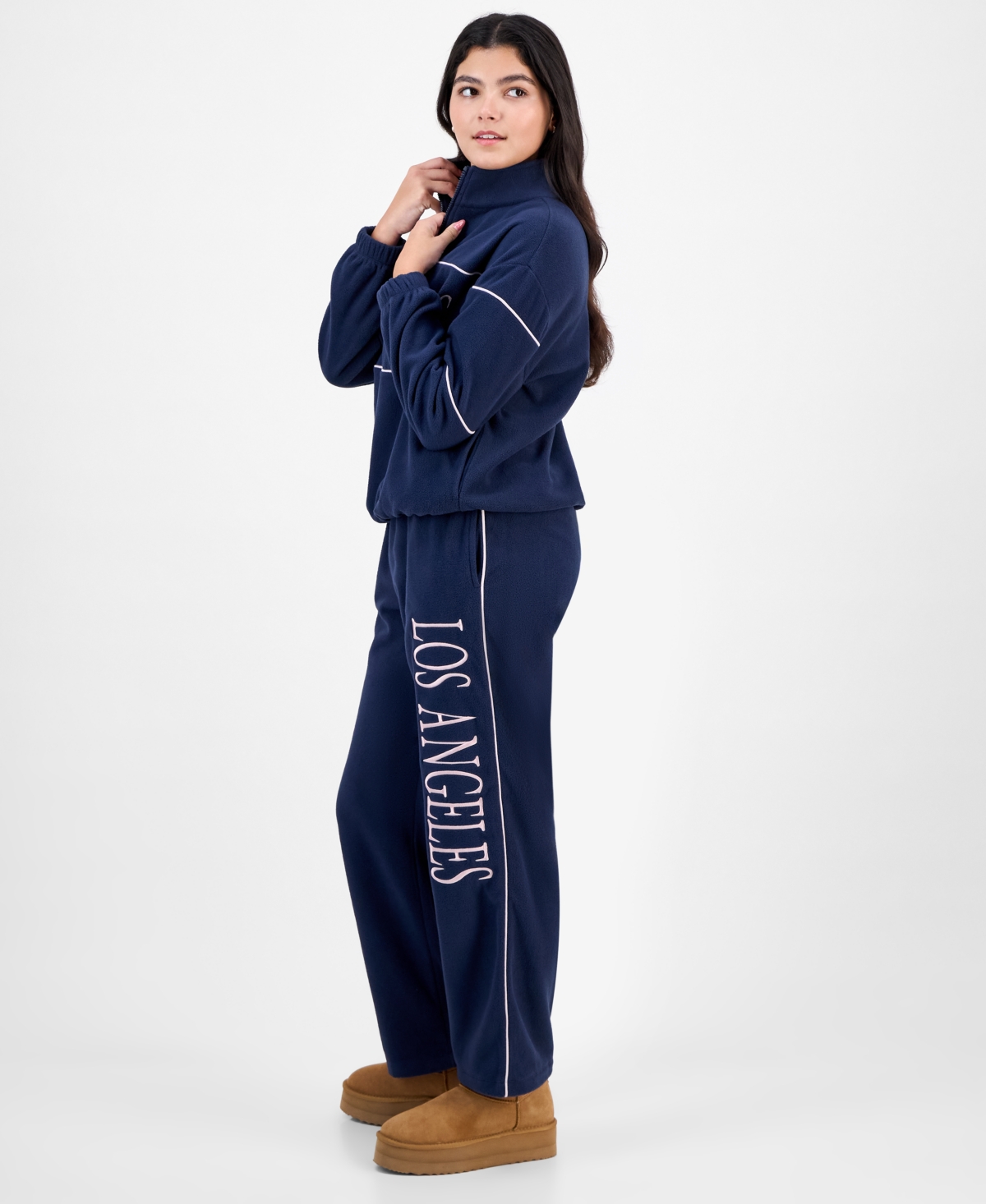 Rebellious One Juniors' Los Angeles Polar Fleece Sweatpants In Blue