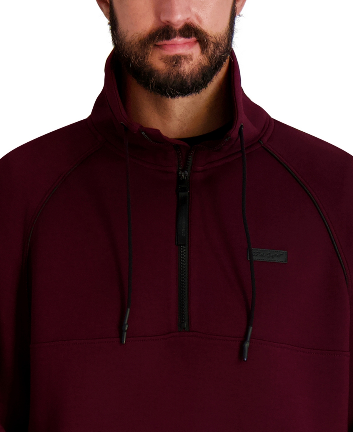 Karl Lagerfeld Paris Men's Stand Collar Half-Zip Sweatshirt