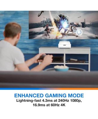 Ultra-Short Throw 4K UHD Home Cinema Laser Projector - 100" Images - Bright 4,000 Lumens - Enhanced Game Mode - HDR - Home Theater - Black