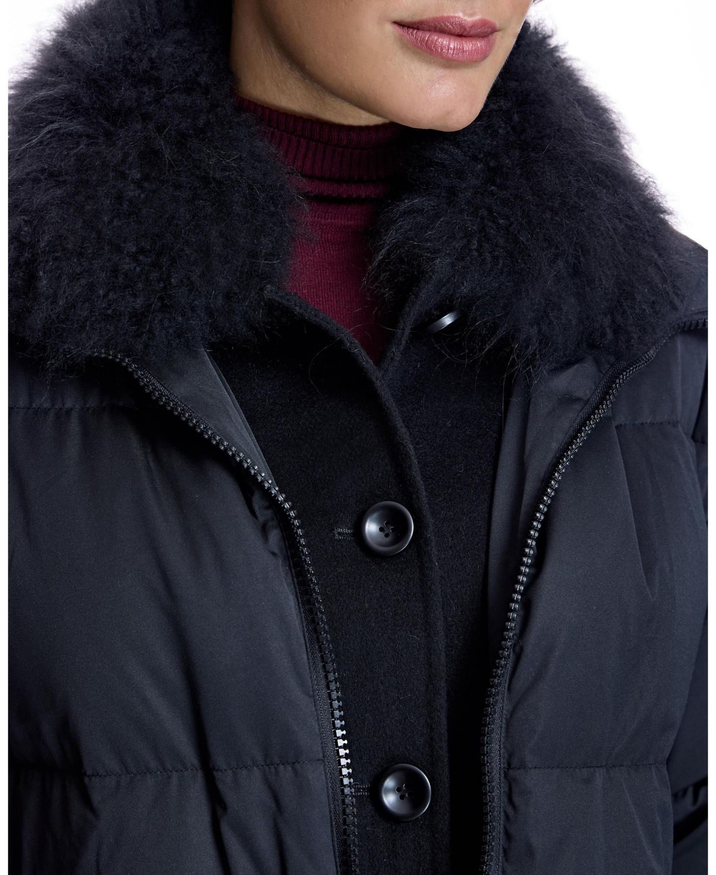 Женская куртка Julia & Stella By Maximilian Fur-Trimmed Puffer, цвет: Чёрный — фото 6