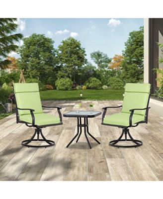 Outdoor High-Back Dining Chair Cushion Set with Ties and Zipper, Set of 2, 37"x20"x2.8".