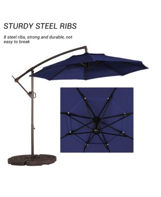 10ft Patio Umbrella, Outdoor Offset Cantilever Umbrella, Infinite Tilt, Crank and Cross Base, Navy