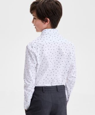 Boys 8R-20R White and Green Planes Classic Shirt