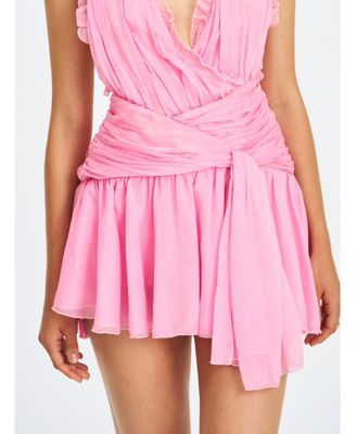 Women's Odelle Tulip Pink Crinkle Chiffon Wrap Dress