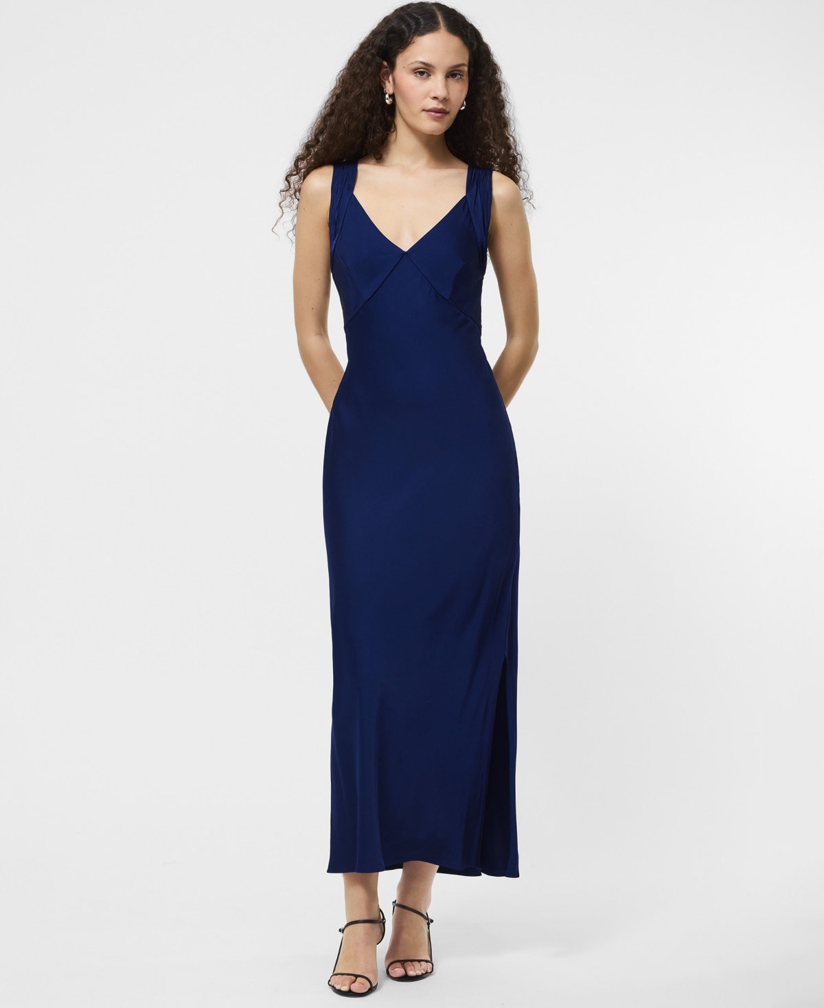 French Connection Ennis Satin Slipdress In Blue
