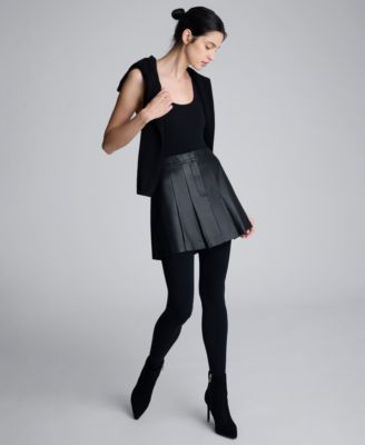 Women’s Faux Leather Pleated Mini Skirt