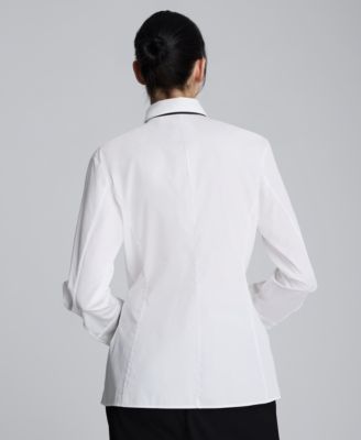 Women's Poplin Fitted Button-Down Shirt with Tie
