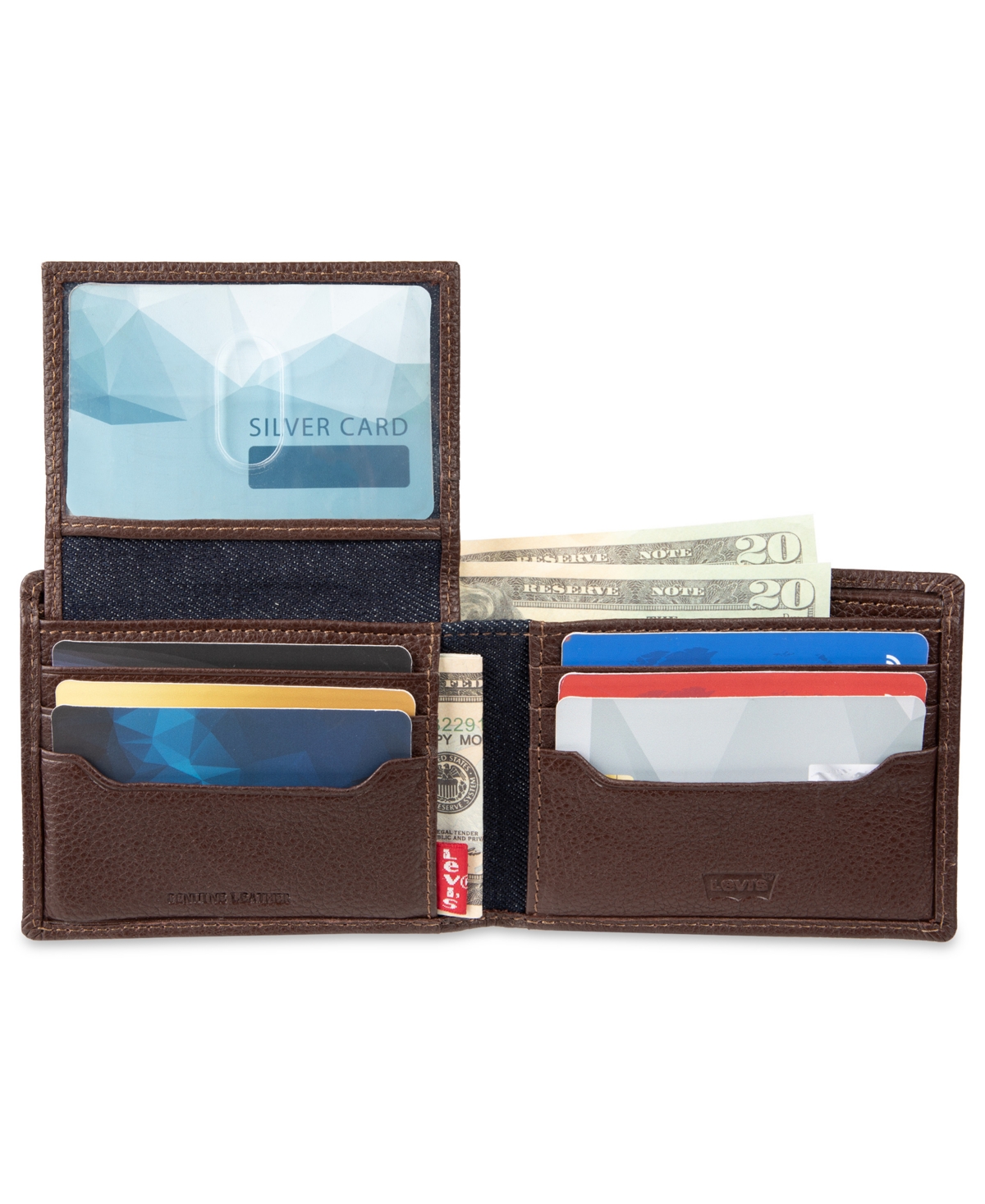 Levi's Men's Bill Divider And Ornament Passcase Wallet In Black