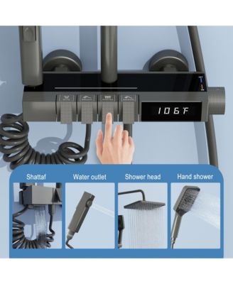 Tub Spout, Hand Shower, Bidet Sprayer Smart Temperature Display Thermostatic Shower System Shower Combo Set