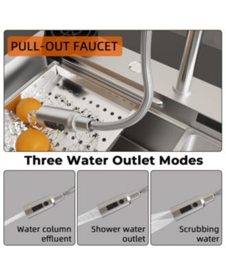 30&amp;#x22; Single Bowl Stainless Steel Drop-In Kitchen Sink with Pull-Down Faucet and Accessories