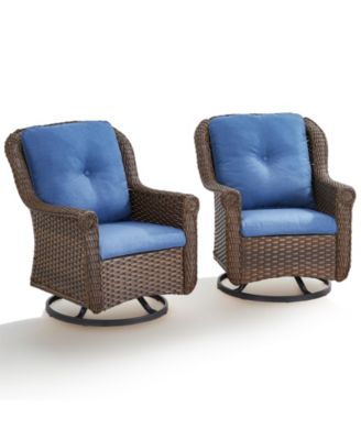 ChrysArm Wicker Patio 2-Piece Swivel Chairs Outdoor Rocking Chair with Thick Deep CushionGuard Olefin Cushion