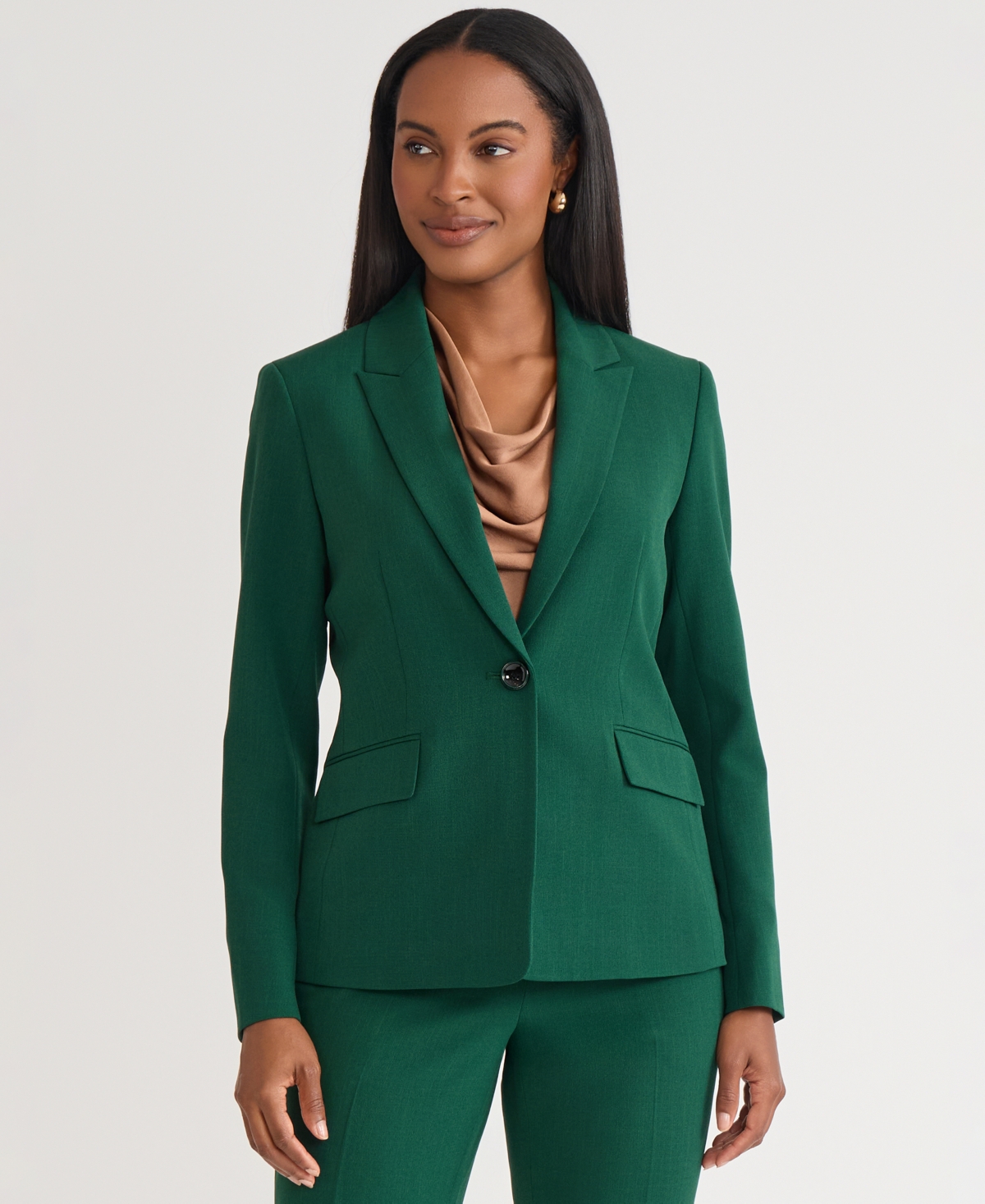 Kasper Women's One-button Blazer, Regular & Petite In Green
