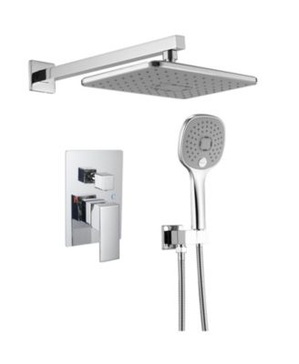 Luxurious Single Handle 2-Spray 11.53 in. Wall Mount Rectangle Shower Head with Hand Shower Faucet in Polished Chrome