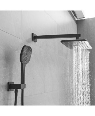 Luxurious Single Handle 2-Spray 11.53 in. Wall Mount Rectangle Shower Head with Hand Shower Faucet in Polished Chrome