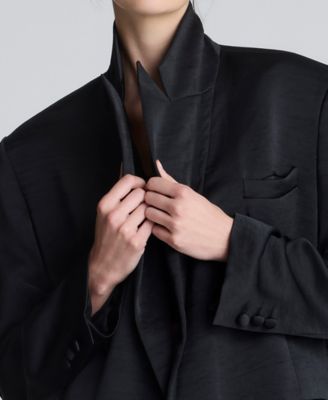 Women's Washed Satin Double-Breasted Boyfriend Jacket