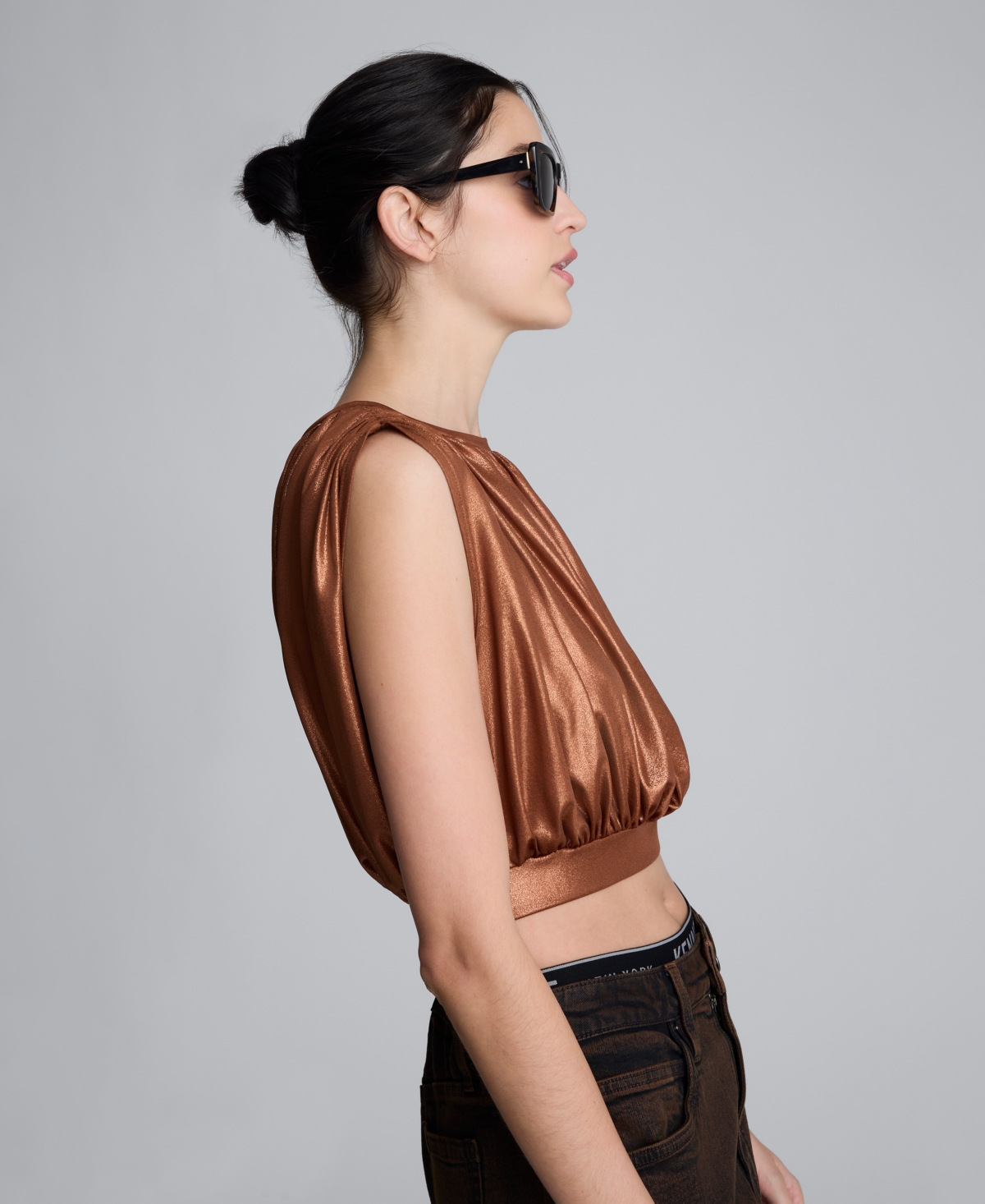 Kenneth Cole Women's Ruched Crop Tank Top