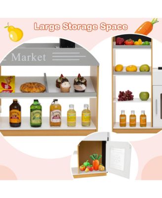 Kids Grocery Store with Shopping Cart Cash Register Scanner Blackboards Toddlers